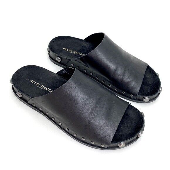 Kelsi Dagger Squish Stud Leather Slide Sandal in Black Women Kelsi Dagger Squish Stud Leather Slide Sandal in Black Women