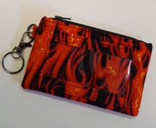 Cotton Fabric Flames Zippered Key Fob/ID Holder