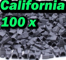 100 X Pcs Dark Gray CAT5 CAT5E CAT6 RJ45 8P8C Plug Connector End Cap Boot Cable