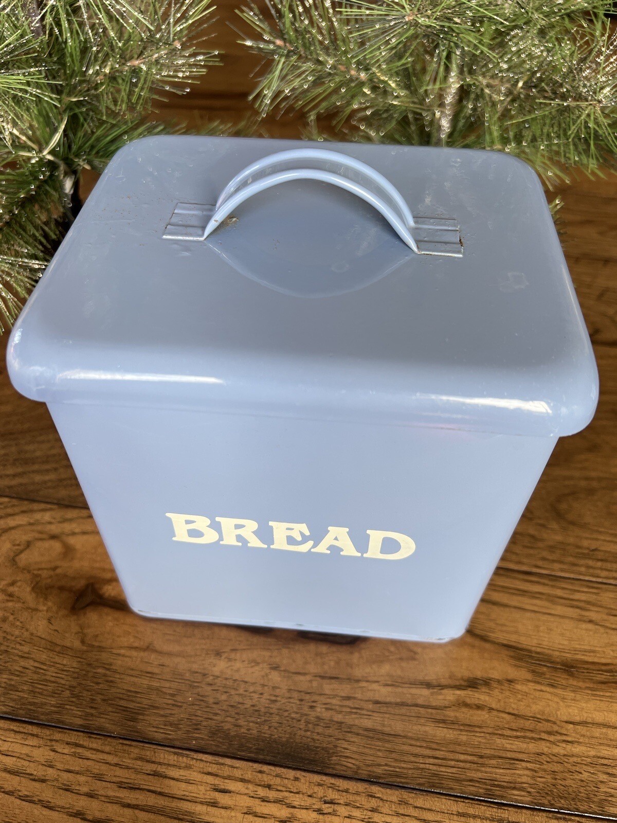 Vintage Enamelware Bread Box Metal Small Tin Farmhouse Country Primitive