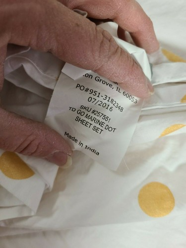 Land of Nod "Large Yellow Dots" Crib Flat Sheet - Picture 5 of 5