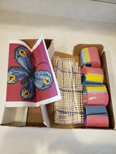 Latch Hook Butterfly Rug Wall Pillow Papillion Kit 12x12 Wonderart DIY