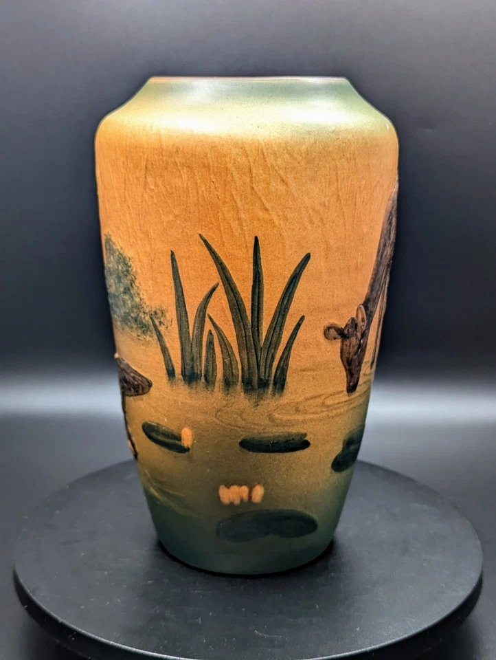 ✨ Jarrón antiguo Ipsen 635 ciervo pato mallardo J. Resen Steenstrup 1909 8,25" Foto 2 de 4