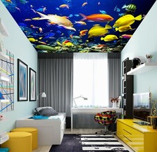 3D Sea Fish ZHU862 Ceiling Wall Paper Wall Print Decal Wall Deco Zoe