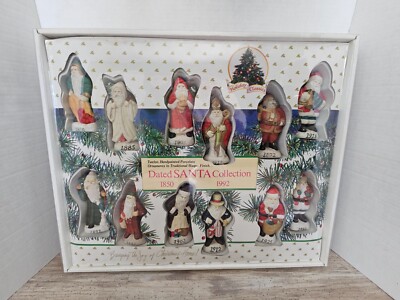 Holiday Classics 12 Handpainted Porclain Dated Santa Collection Ornaments