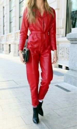 Mono real suave piel de cordero para mujer invierno rojo elegante fiesta a la moda - Imagen 2 de 6