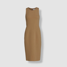 $1590 Michael Kors Women's Beige Wool Sleeveless Seamed Sheath Dress Size 4
