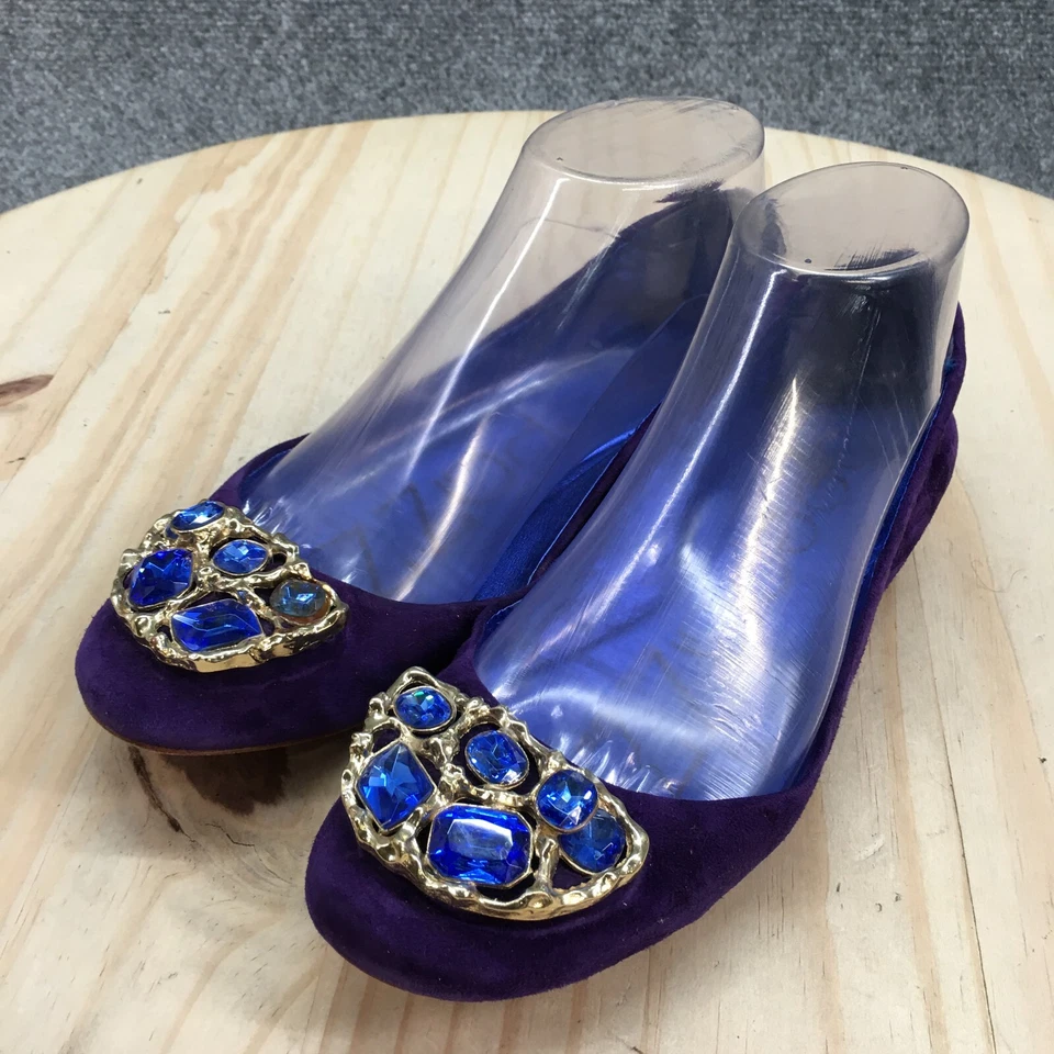 Zapatos Apepazza Mujer 6M Simba Ballet Piedras Planas Sin Cordones Cómodos Cuero Púrpura Foto 3 de 4