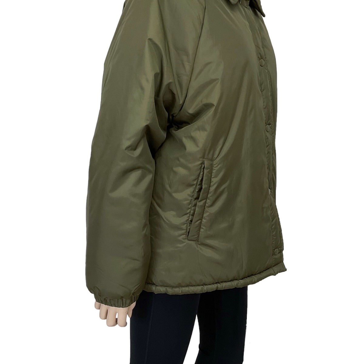 Mila & Tiff Women Olive Green Snap Down Basic Windbreaker
