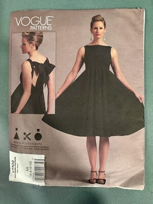 Vogue V1102 Andrea Katzobjects (6-8-10-12) LBD Bow Dress Sewing Pattern Uncut FF