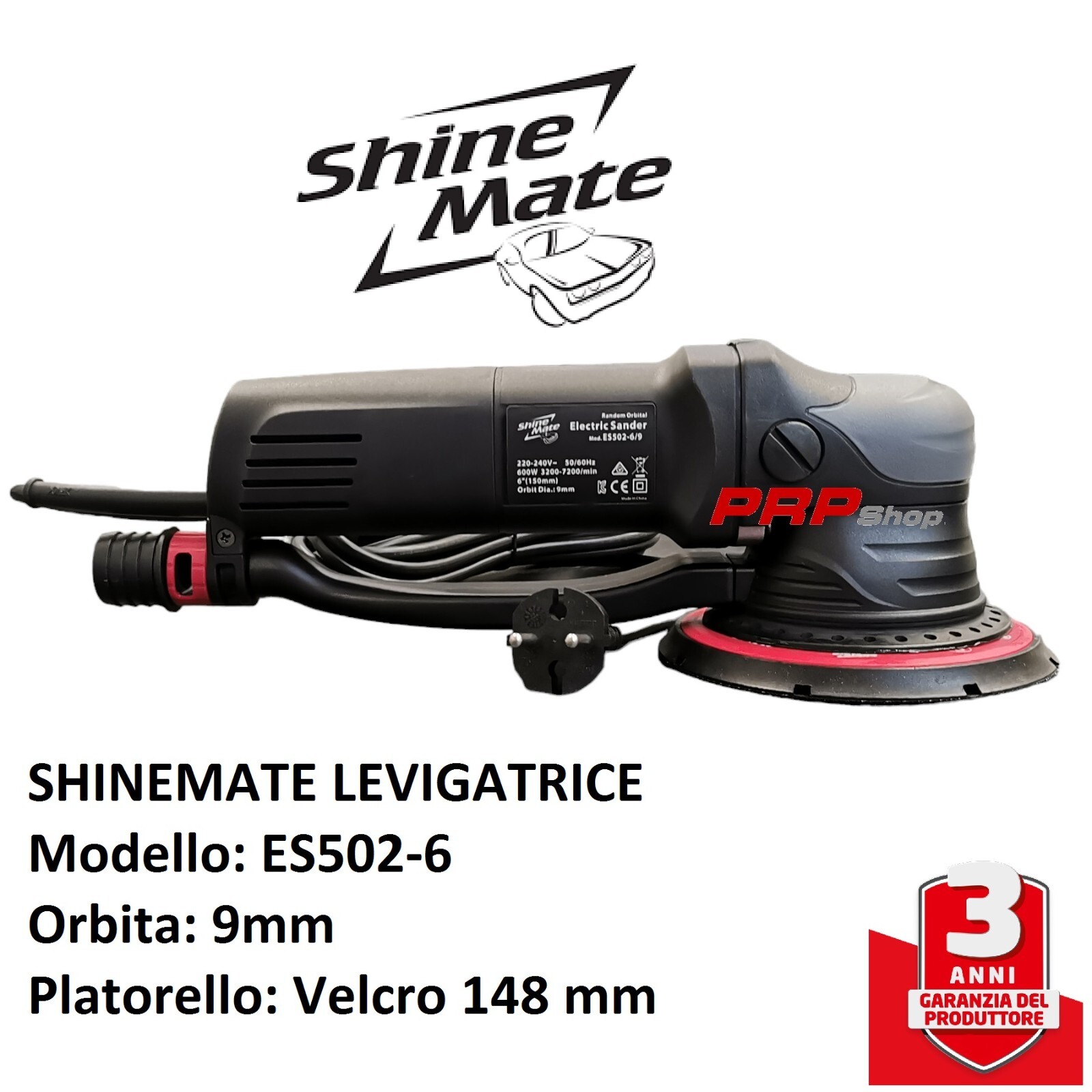 SHINEMATE LEVIGATRICE ES502-6/9 Levigatrice Orbitale 9mm