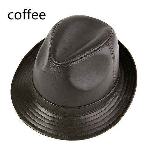 Unisex Sheepskin Leather Trilby Fedora 