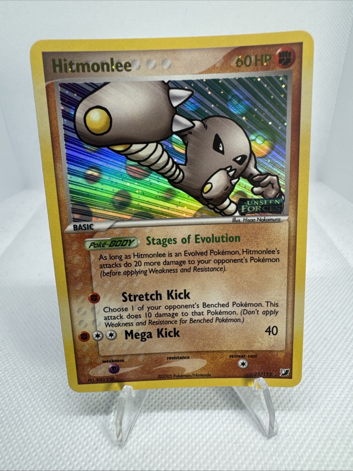 Hitmonlee 25/115 Unseen Forces Reverse Holo stamped NM Excellent Condition
