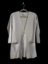 Paradox Soft Beige Tan Cardigan Wool Angora Rabbit Fur Cozy Knit Cashmere Small