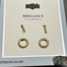 925 Sterling Silver Circle Bar Earring Set Minimalist Unique Small Dainty NEW