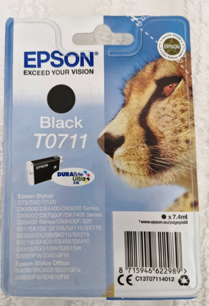 Epson Black T0711 DURABrite Ultra Ink - Black (C13T07114012) Brand New Sealed - Image 4