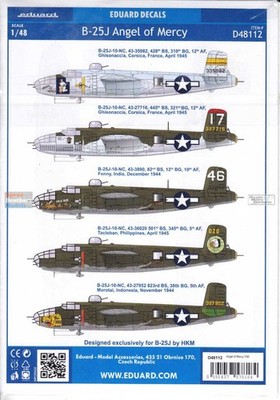 EDUD48112 1:48 Eduard Decals - B-25J Mitchell 'Angel of Mercy' (HKM kit)