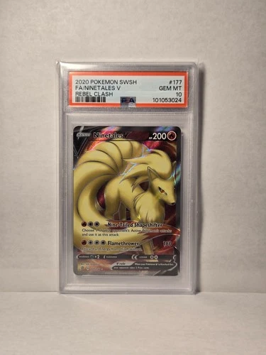 2020 POKEMON SWORD & SHIELD REBEL CLASH #177 FULL ART/NINETALES V PSA 10