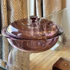 Vintage Pyrex Amethyst 024 Casserole Dish w Lid 2 Qt Glass USA