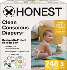 The Honest Company Clean Conscious Disposable Baby Diapers - Size 3-*248 Count* 0.20 per diaper