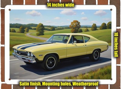 Metal Sign - 1968 Chevrolet Chevelle 2 Oil Painting - 14x10