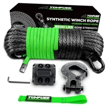 Synthetic Winch Rope Cable Kit, 3/16" x 50ft 3/16"x50ft(Black)-8,500lbs black