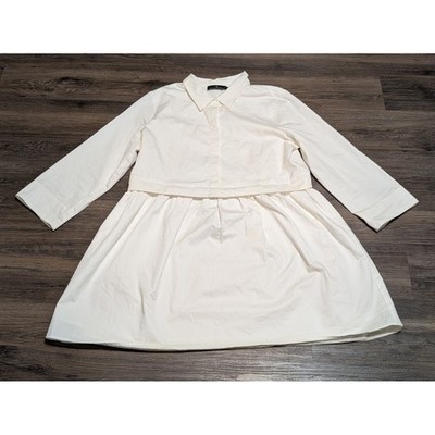 POMANDER PLACE Womens White Long Sleeve White Elia Shirt Dress Size L