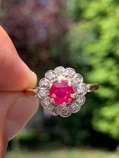 18ct gold diamond ruby cluster ring antique 3.5 grams