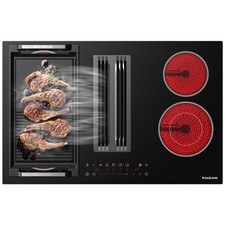 GASLAND 31.5" Downdraft Electric Cooktop Glass 4 Zone w/Bridge &Dual-Ring Burner