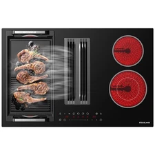 GASLAND 31.5" Downdraft Electric Cooktop Glass 4 Zone w/Bridge &Dual-Ring Burner