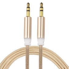 4Pcs Aux Cables 3.5mm Male to Male Nylon Braided Cord 3Ft Auxiliary Cable Gold