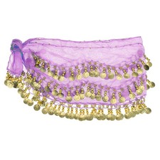 Belly Dance Hip Scarf 57  x 11  , Women's Belly Dance Skirt Wrap, Light Purple