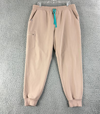 Figs Zamora Jogger Scrub Pant Womens Size XL Beige Pull On Drawstring Pockets