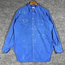 VINTAGE 40s 50s Arizona Original Western Shirt Size M Pearl Snap Cotton Sawtooth