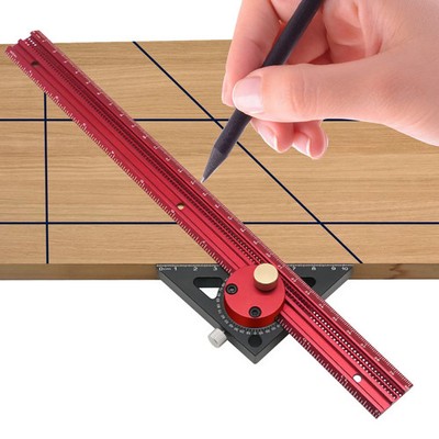 Carpentry Scribe Ruler Aluminum T-Type Layout Marking Gauge Woodworking Tool
