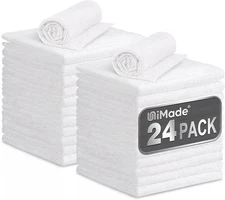 Microfiber Cleaning Cloth, 24 Pack Soft Towel for Cars Bulk Shop 24PK, White 