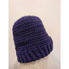 Handmade Crochet Knit Beanie Hat Purple Cottage Winter Ski Snowboard100 Acrylic