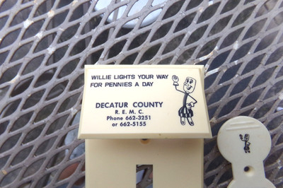 Willie Wiredhand REMC Decatur County IN Switch /Outlet Cover Vintage