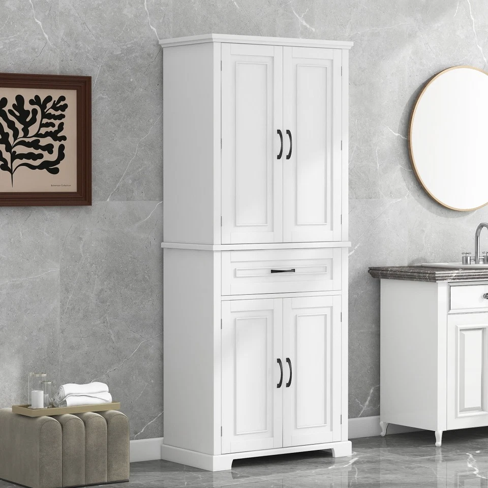 Bathroom Storage Cabinet with Doors and Drawers Adjustable Shelves - Image 2 of 4