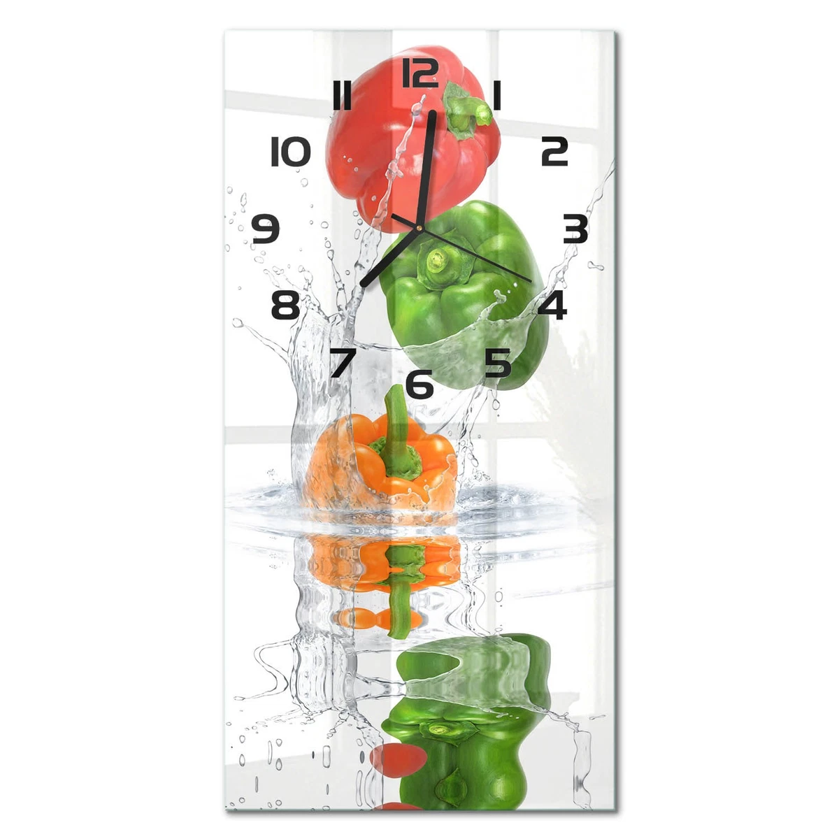Reloj de Pared Rectangular Diseño Moderno Vidrio Templado Pimiento 30x60 cm