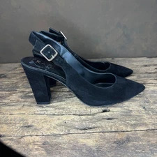 Raye Black Velvet Slingback Block Heel Women’s Size 10 Pointed Dress Shoes