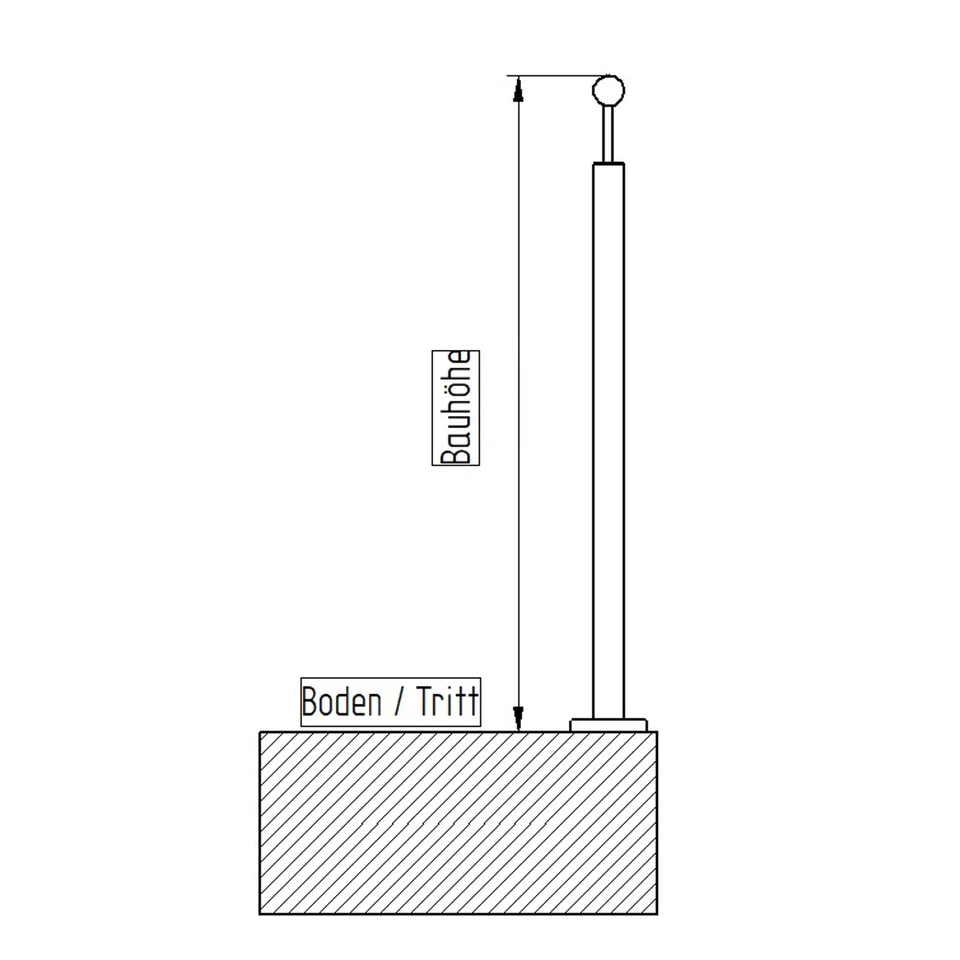 Edelstahl Pfosten Aufmontage mit Querstabhalter Geländer V2A Treppe 12mm Stab - Bild 2 von 4