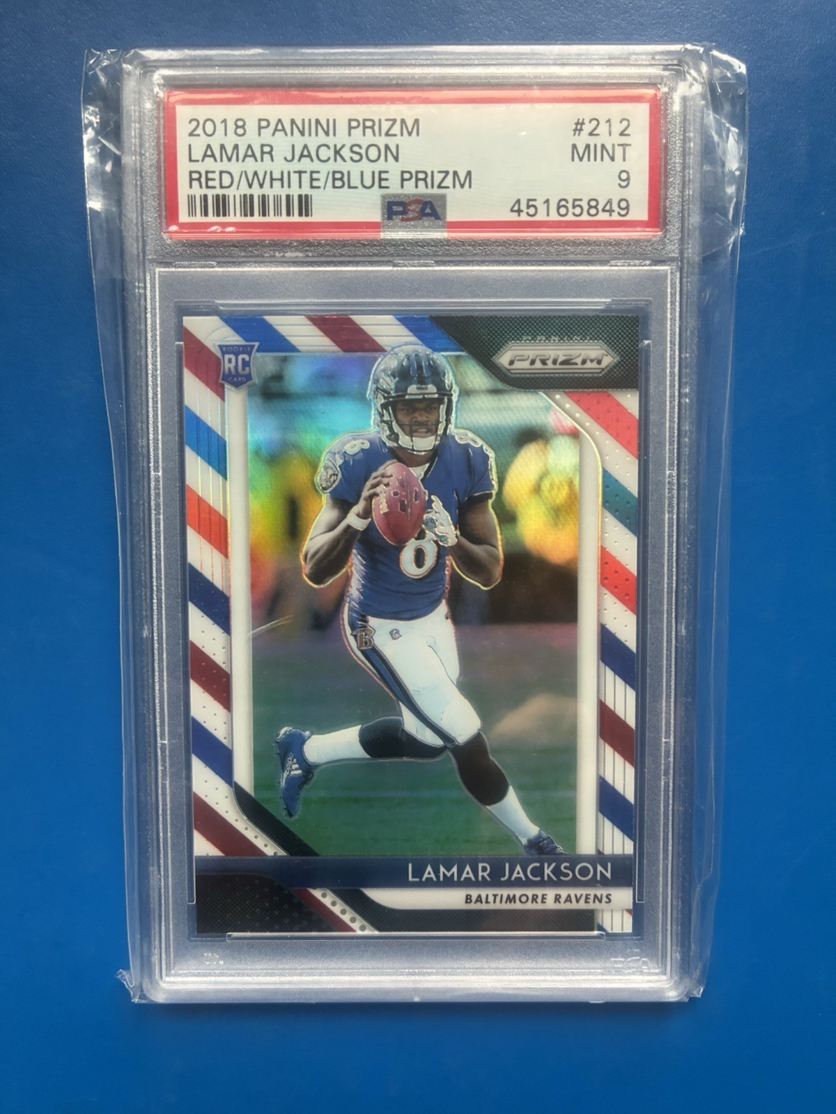 2018 Panini Prizm - Rookie Lamar Jackson #212 Red White & Blue Prizm (RC)