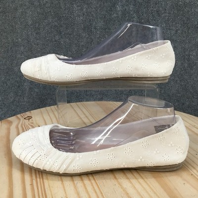 American Eagle Shoes Womens 11 W Bree Casual Slip On Pleated Ballet Flats White