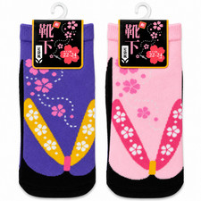 Japanese Sakura Tabi Socks Set Kawaii Floral Kimono Style Cute Pink Purple Japan