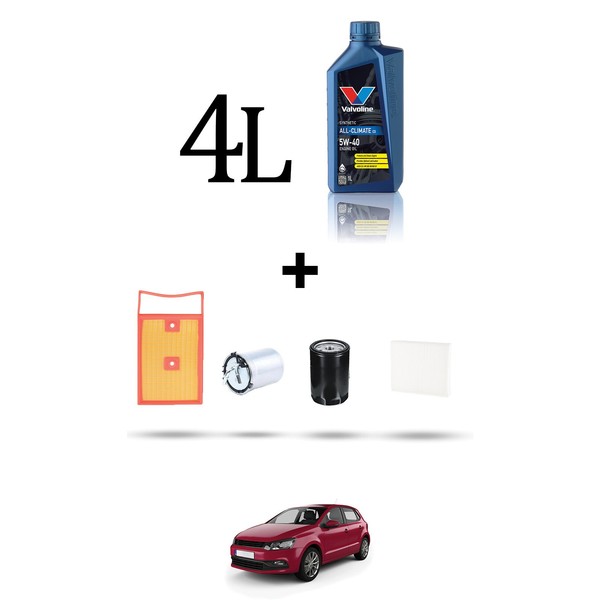 Hoffcar Wartungskit 4 Filter Und 4L ÖL FüR Vw Polo V (6R, 6C) 1.4 Tdi 77KW-image