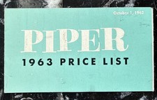 Vintage 1963 Piper Aircraft Price List Brochu...