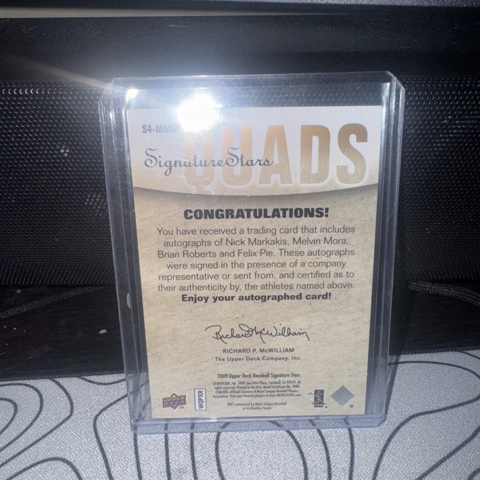 2009 Upper Deck Quads Auto /25 Nick Markakis #S4-MMRP Melvin Mora/Brian Roberts - Image 2 of 2