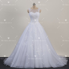 Vintage Wedding Dresses White Ivory A Line Lace up Sleeveless Tulle Bridal Gowns