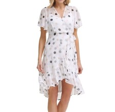 Calvin Klein Sheer High-Low Flutter Sleeve Midi Dress- Size 14